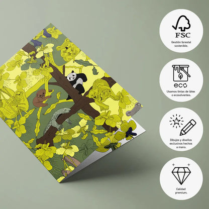 Paquete de 10 tarjetas de felicitación A5 (sobres prémium) Camuflaje verde