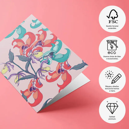 Paquete de 10 tarjetas de felicitación A6 (sobres prémium) Orchid Rosa