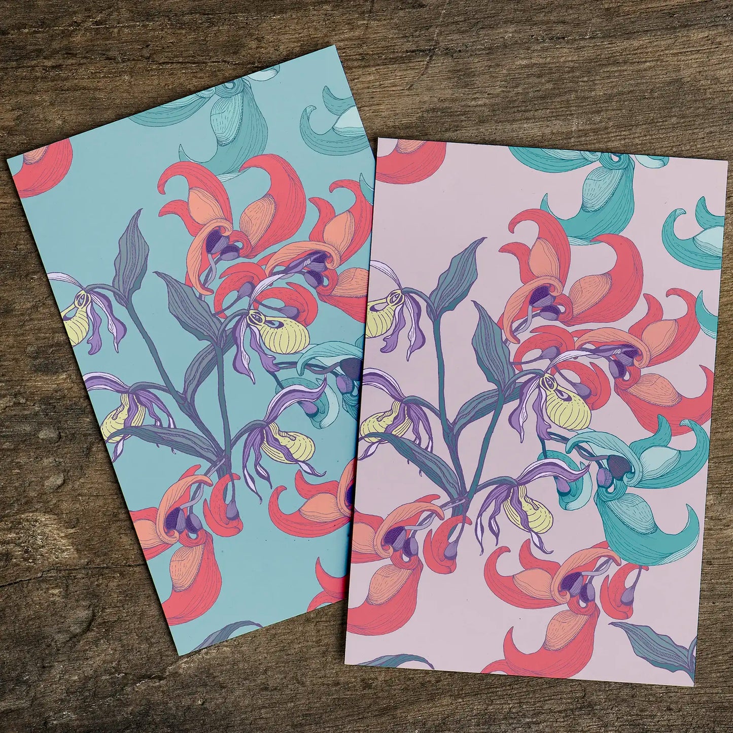 Paquete de 10 tarjetas de felicitación A6 (sobres prémium) Orchid Turquesa