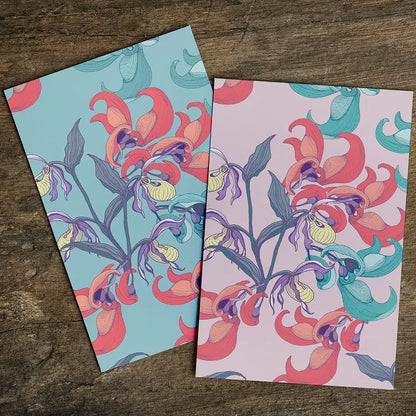 Paquete de 10 tarjetas de felicitación A5 (sobres prémium) Orchid turquesa