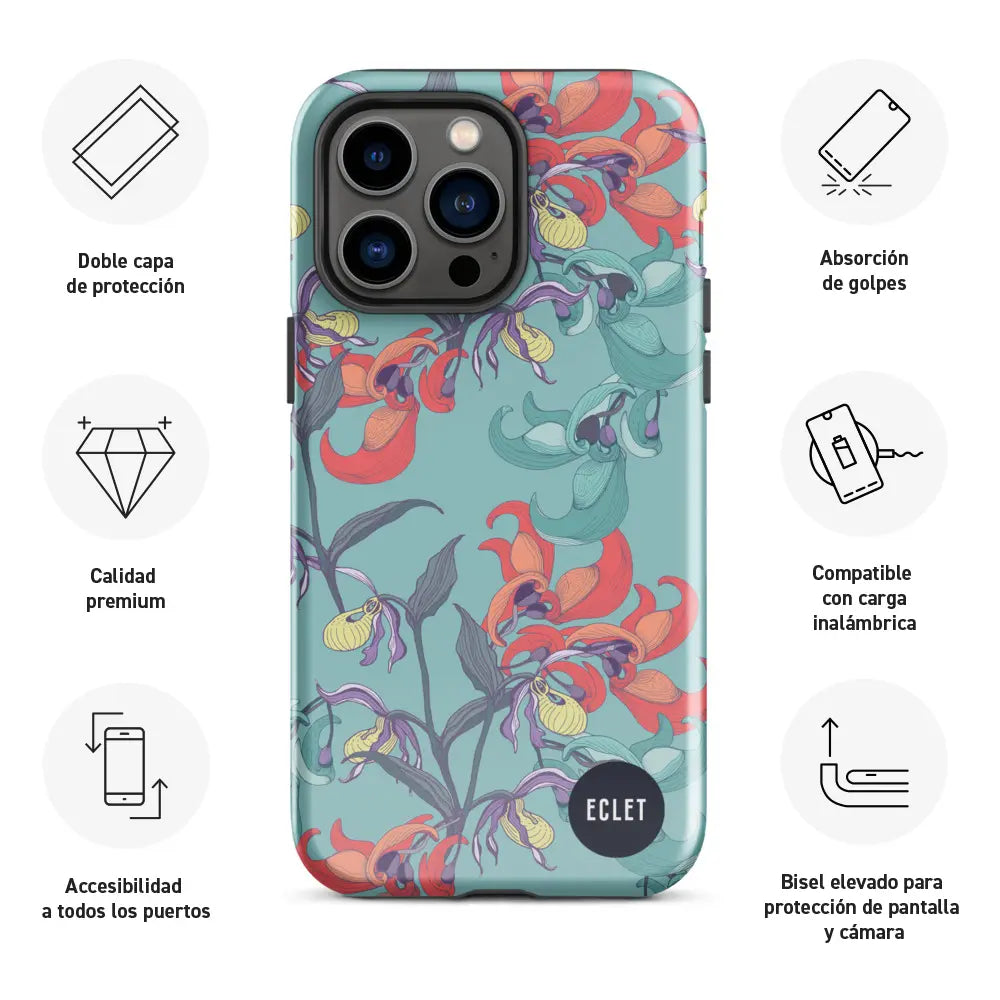 Funda para iPhone® modelo Orchid Turquesa©