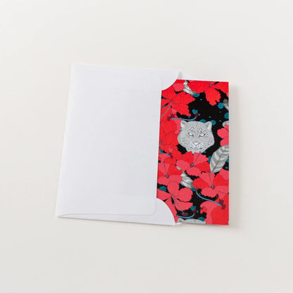 Paquete de 10 tarjetas de felicitación A5 (sobres prémium) Hibisco Salvaje Negro