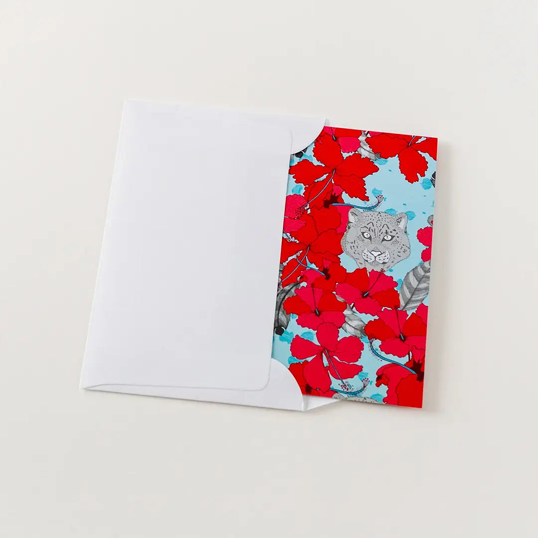 Paquete de 10 tarjetas de felicitación A5 (sobres prémium) Hibisco Salvaje Turquesa