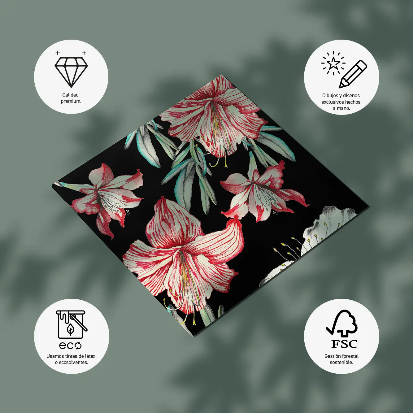 Paquete de 10 tarjetas de felicitación 14.1x14.1cm (sobres prémium) Urban garden negro